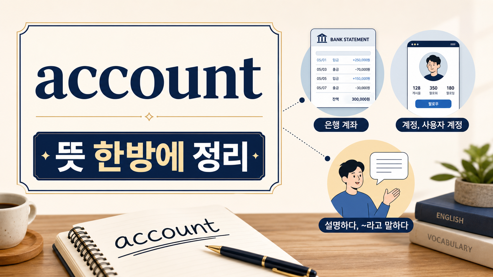 account의 여러 뜻을 정리한 정보카드