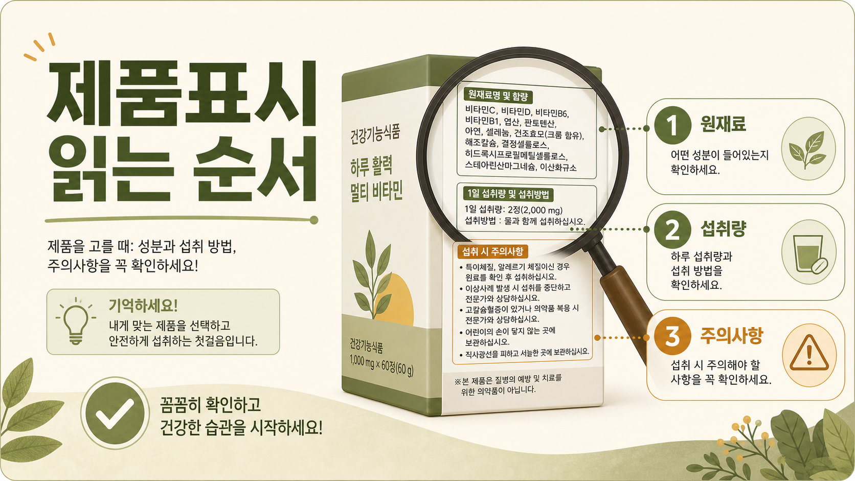 침향 제품의 원재료와 섭취량, 주의사항을 확인하는 정보 카드