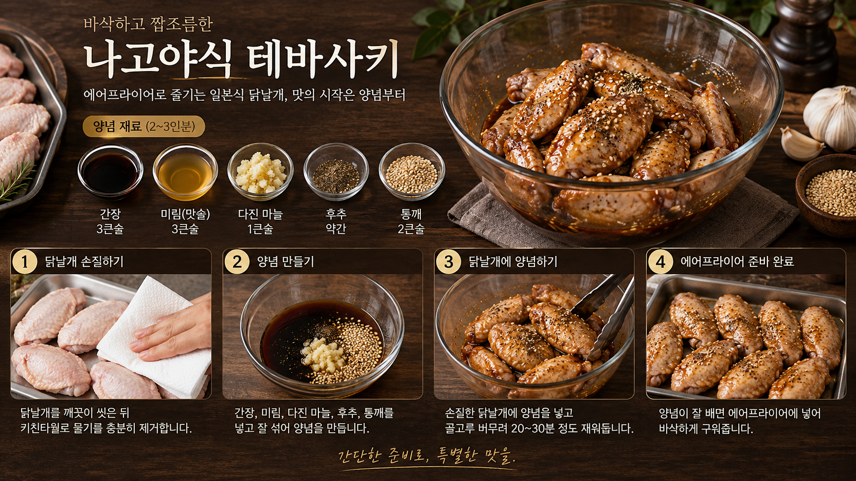 테바사키 닭날개 양념 준비 정보카드