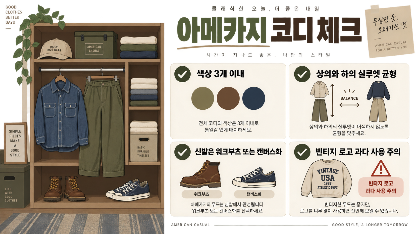 아메카지 코디 완성 전 점검 항목 정보 카드