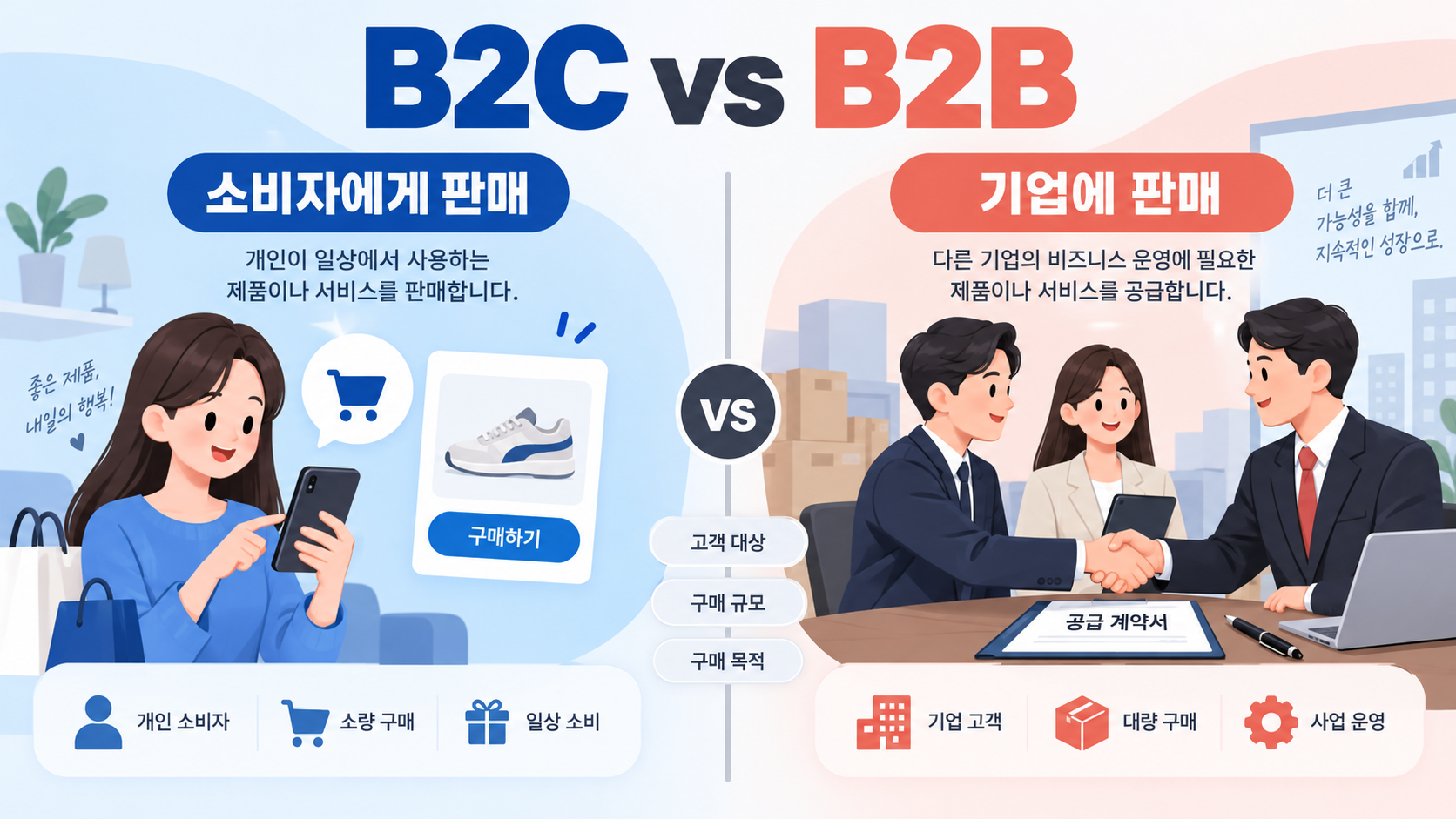 B2C와 B2B 판매 대상을 비교한 한국형 정보카드
