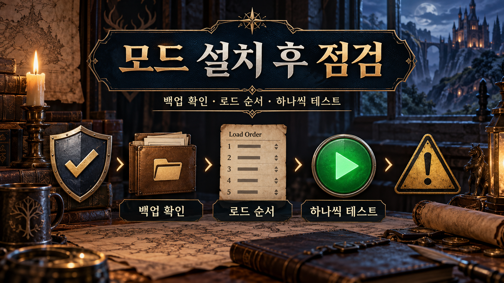 모드 설치 후 점검 순서를 설명한 정보카드