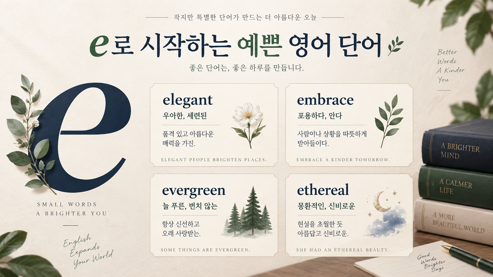 e로 시작하는 예쁜 영어 단어 정보카드