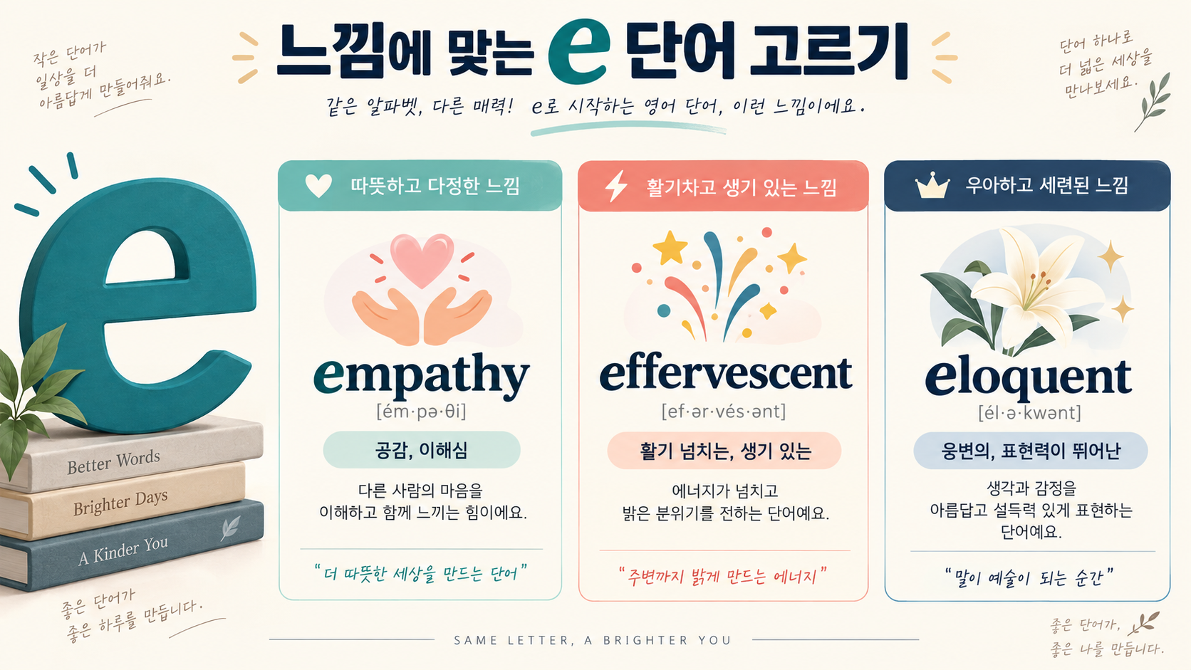 느낌별 e 영어 단어 고르기 정보카드