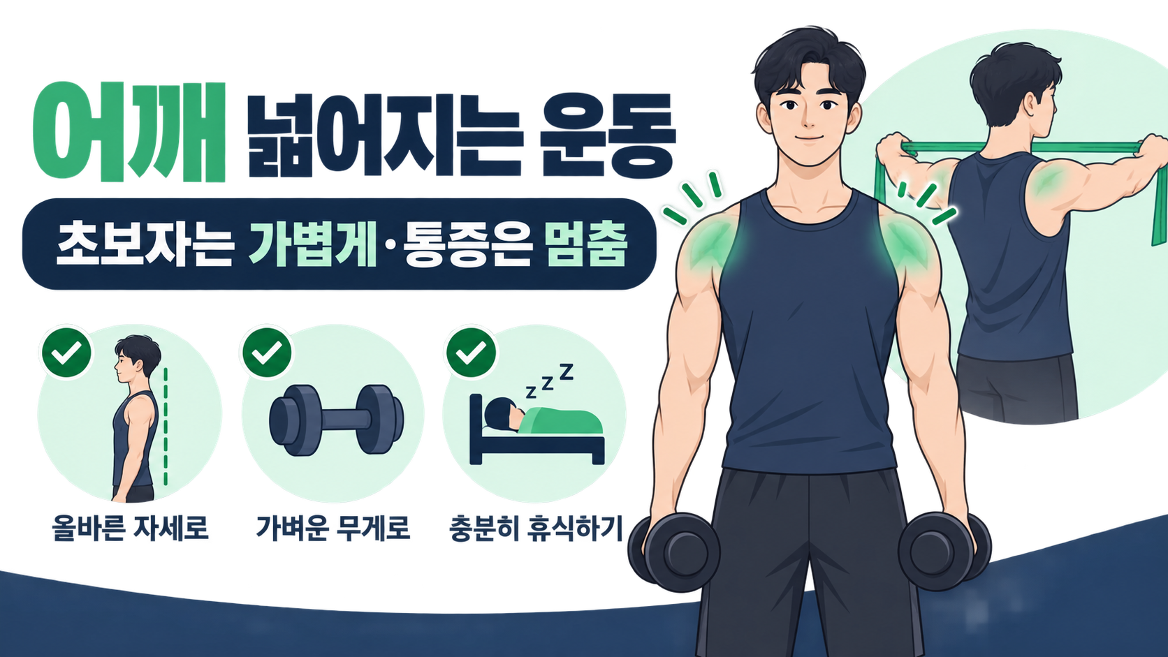 어깨 넓어지는 운동을 시작하는 초보자를 위한 안전 정보 카드