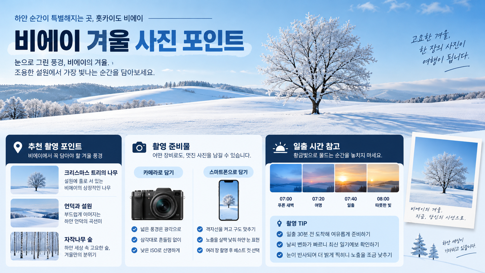 비에이 겨울 사진 포인트 정보카드