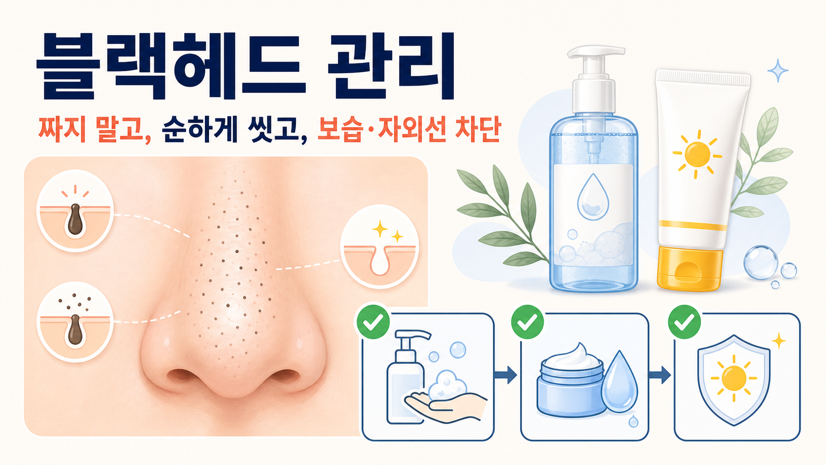 블랙헤드 관리 핵심 행동과 주의 문구를 정리한 한국어 정보 카드