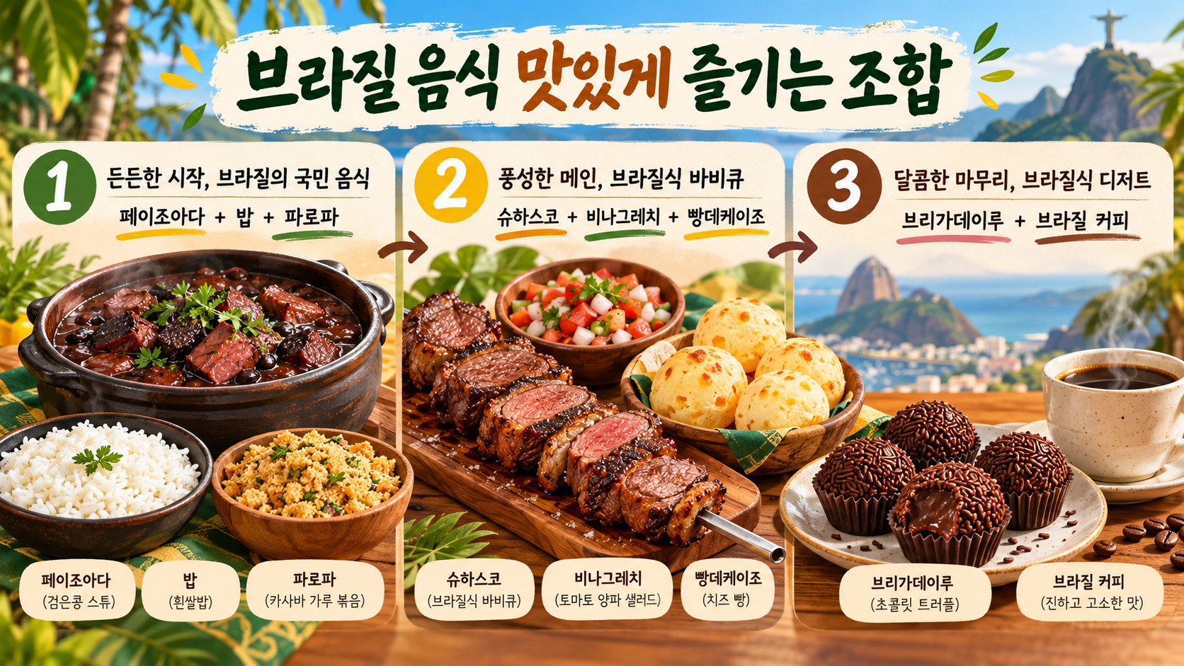브라질 음식 맛있게 즐기는 조합 한국형 정보카드