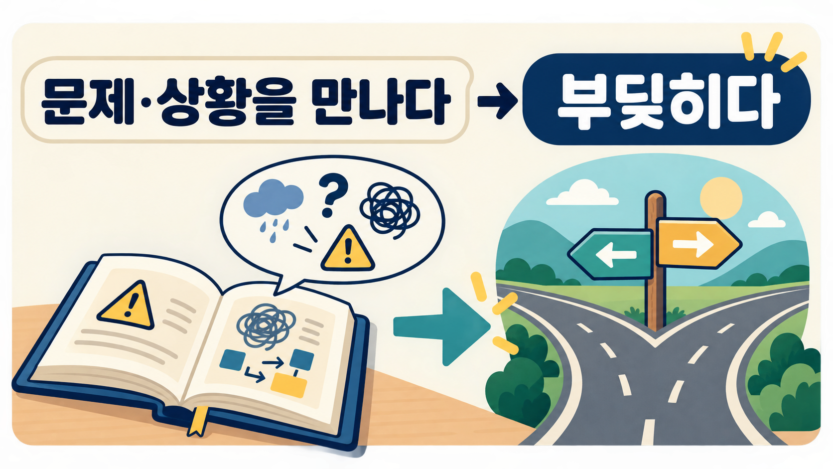 문제와 상황을 만날 때 부딪히다를 쓰는 정보 카드