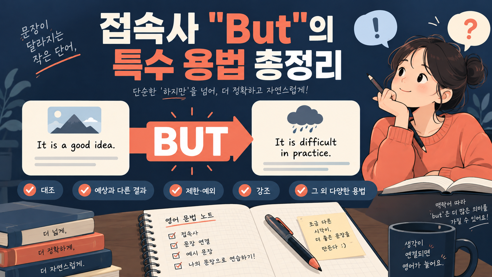 접속사 But의 특수 용법을 정리한 한국형 영어 문법 정보카드