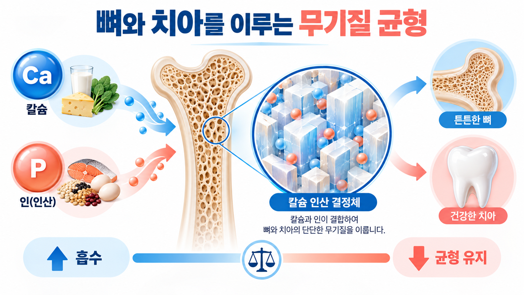 칼슘과 인이 뼈와 치아를 이루는 정보카드