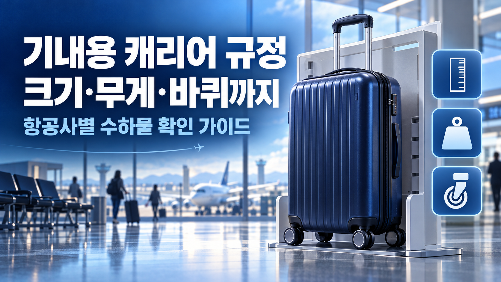기내용 캐리어의 크기, 바퀴, 무게를 확인하는 방법을 정리한 한글 정보카드