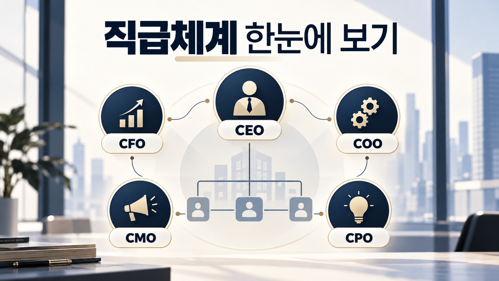 CEO CFO COO CMO CPO 직급체계를 보여 주는 한국형 정보카드