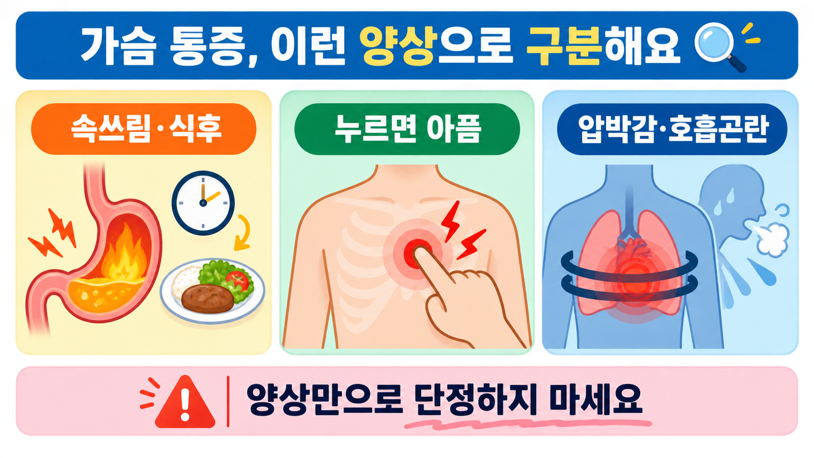 가슴 통증 양상과 위험 신호를 구분해 보는 한국어 정보 그림