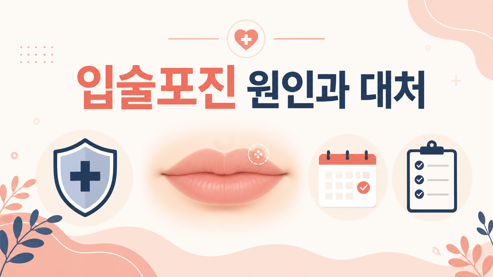 입술포진 원인과 대처를 안내하는 정보카드