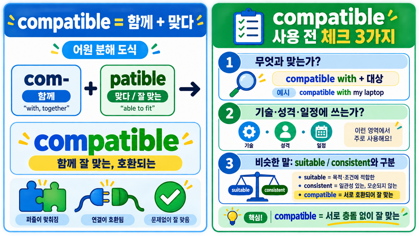 compatible 사용 전 확인할 체크리스트 정보 카드