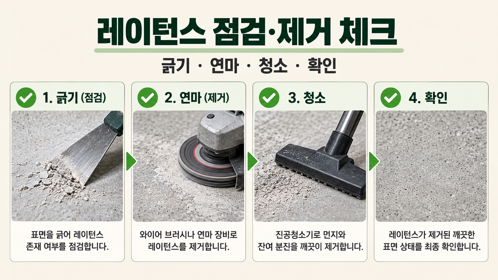 레이턴스 점검과 제거 순서 정보카드
