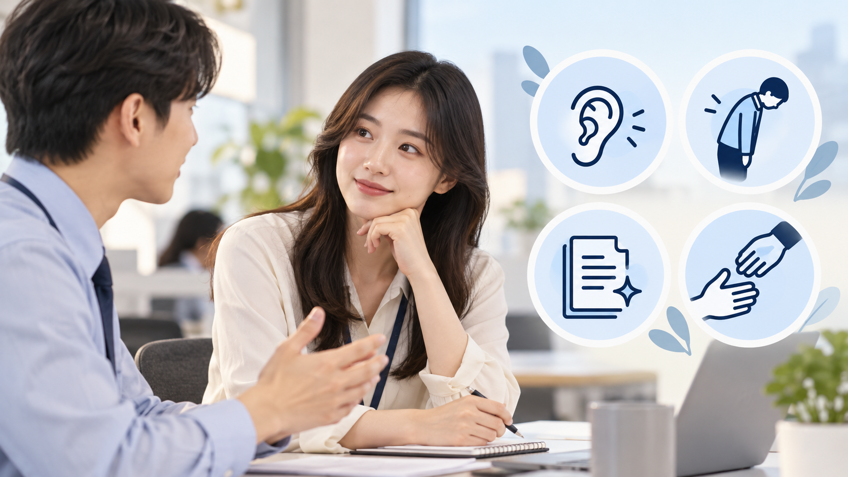 직장 예절과 conduct를 설명하는 정보카드