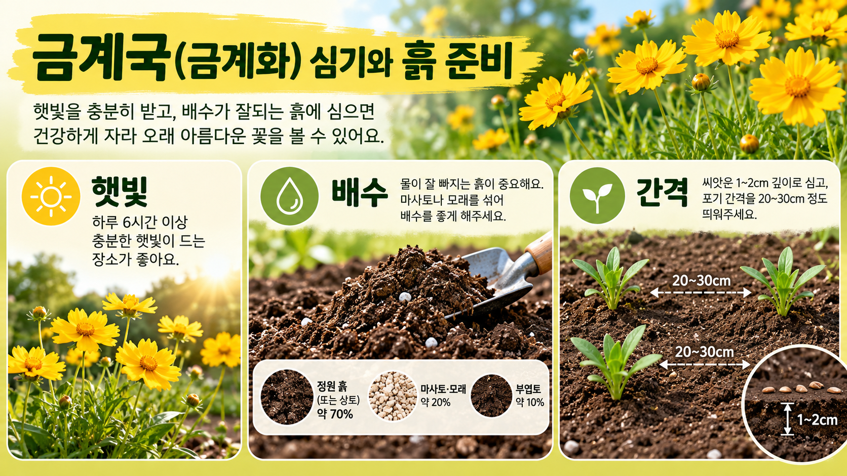 금계국 심기와 흙 준비 정보카드