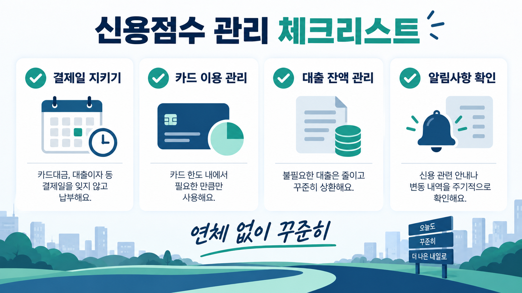 결제일과 카드 이용, 대출 잔액을 점검하는 신용점수 관리 체크리스트