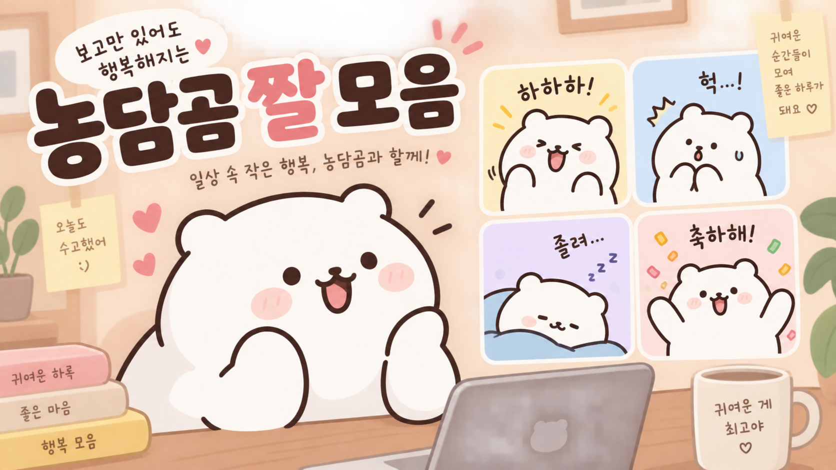여러 표정의 귀여운 흰 곰 반응 짤 정보카드