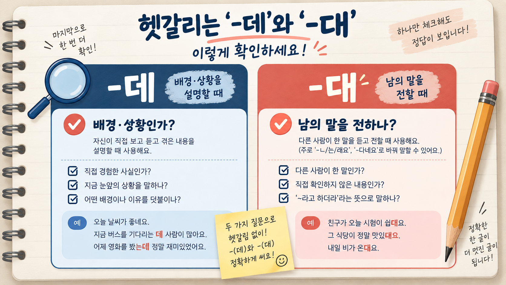 데와 대를 점검하는 한국어 맞춤법 체크리스트