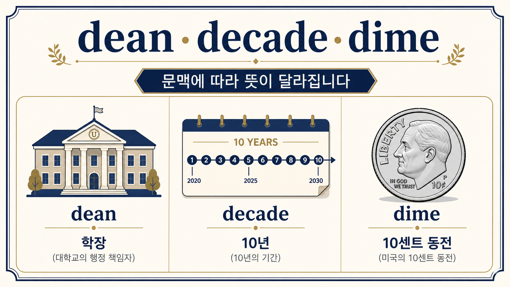 dean과 decade의 차이를 사람 수와 기간으로 비교한 정보카드