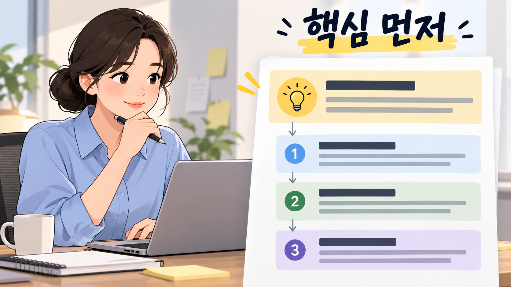 핵심을 먼저 제시하는 두괄식 작성 흐름
