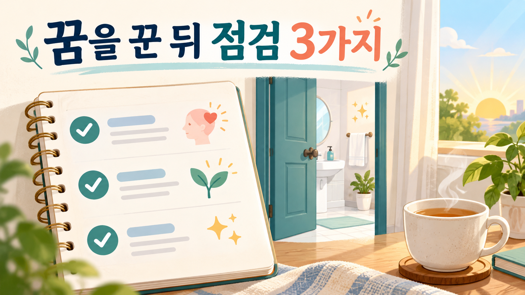 꿈을 꾼 뒤 점검할 세 가지를 보여 주는 정리 정보카드