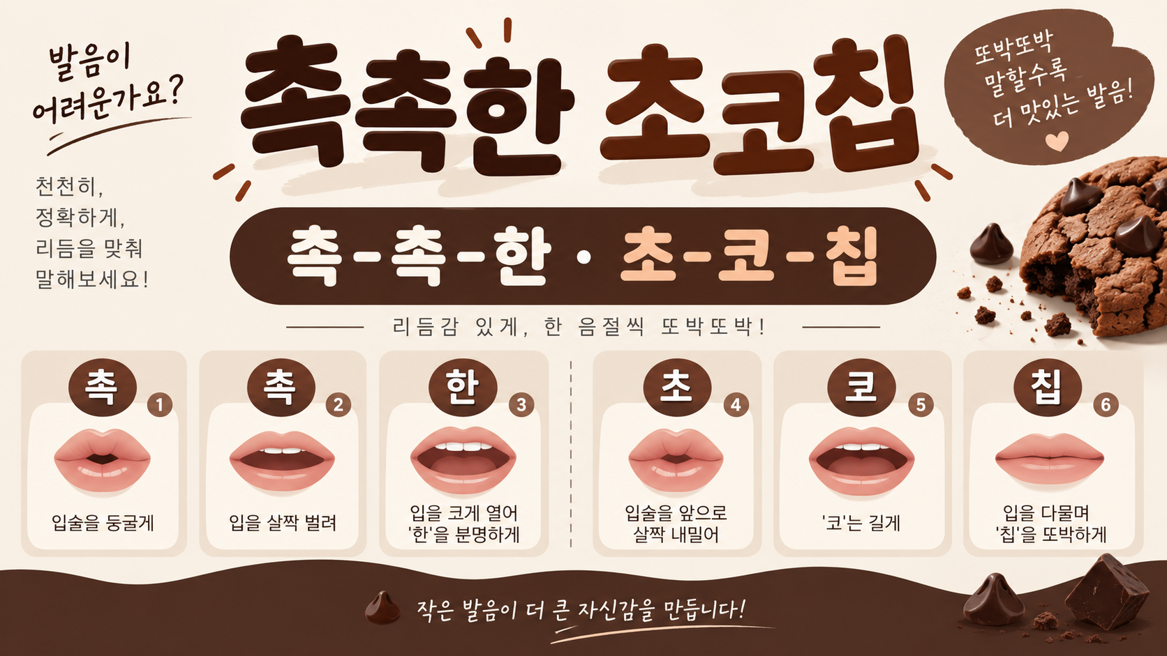 촉촉한 초코칩 음절별 발음 연습 정보카드