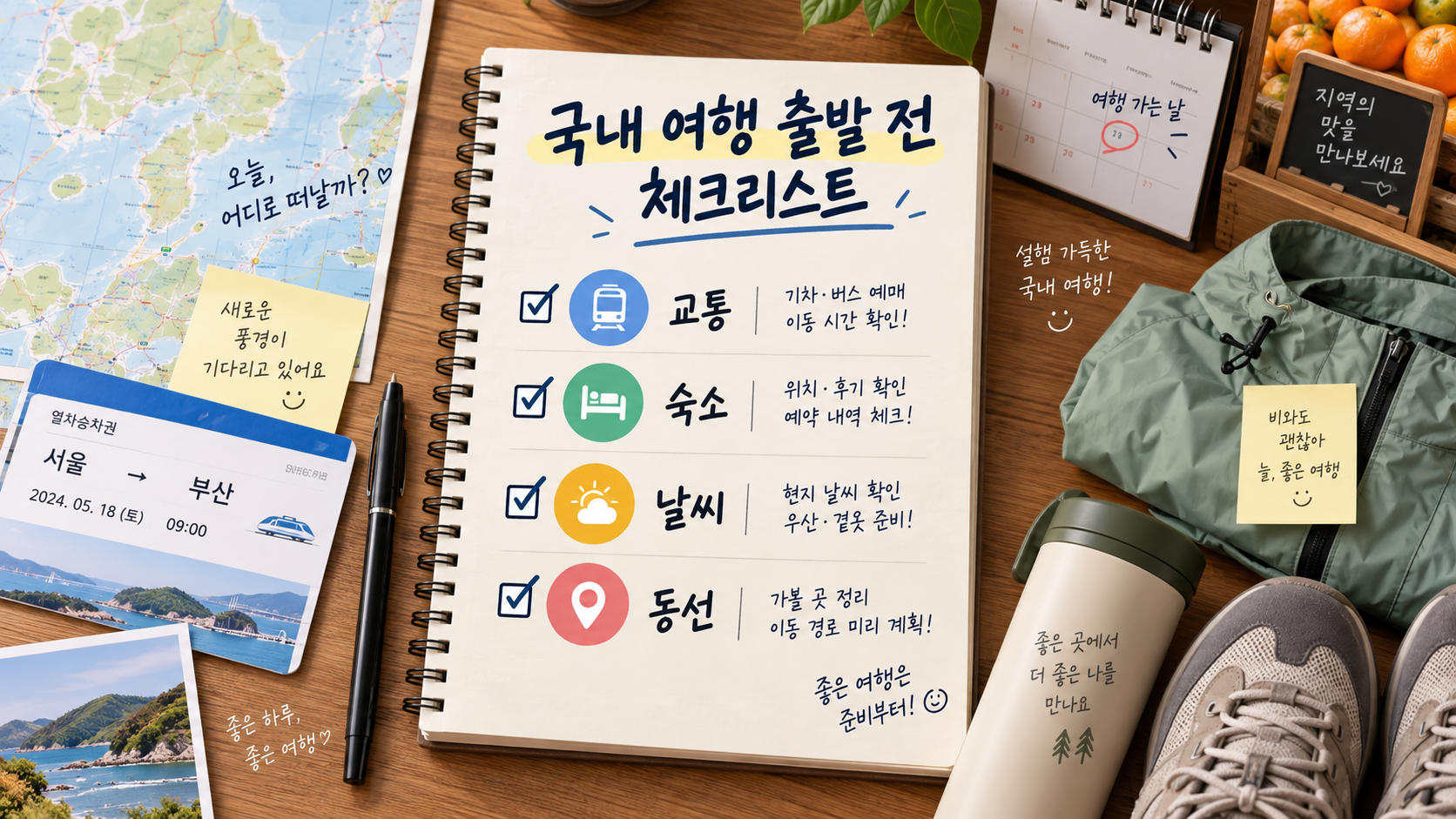 국내 여행 출발 전 체크리스트 정보카드