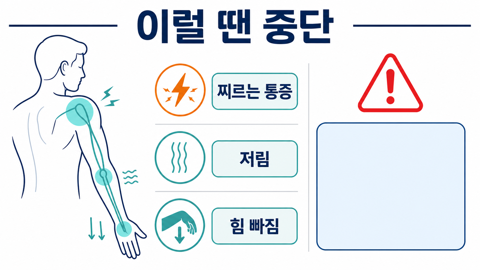 덤벨 숄더프레스 중 통증과 저림이 있을 때 중단해야 하는 신호를 정리한 한국어 정보 카드
