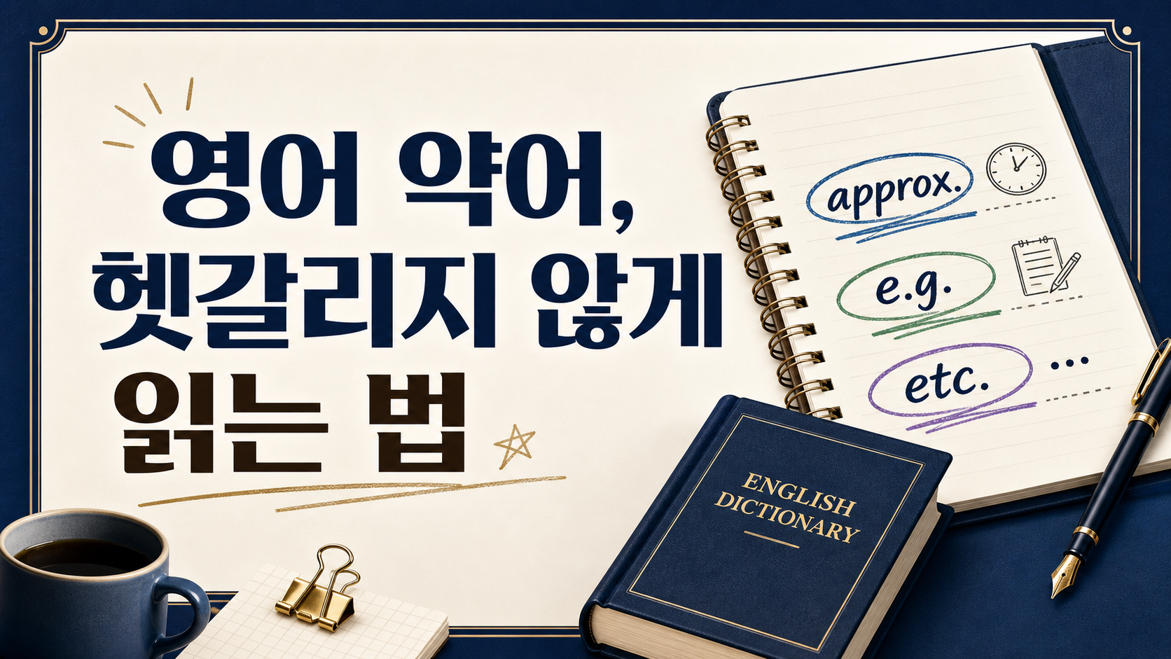 영어 약어의 뜻과 읽는 법을 소개하는 정보카드