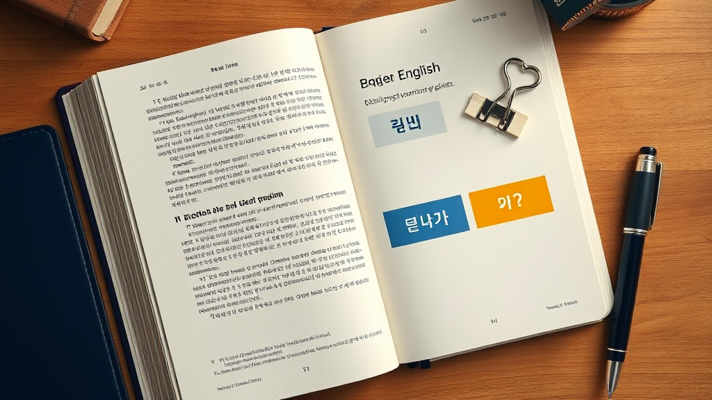 영어 표기를 노트에 적으며 사전으로 뜻을 확인하는 모습