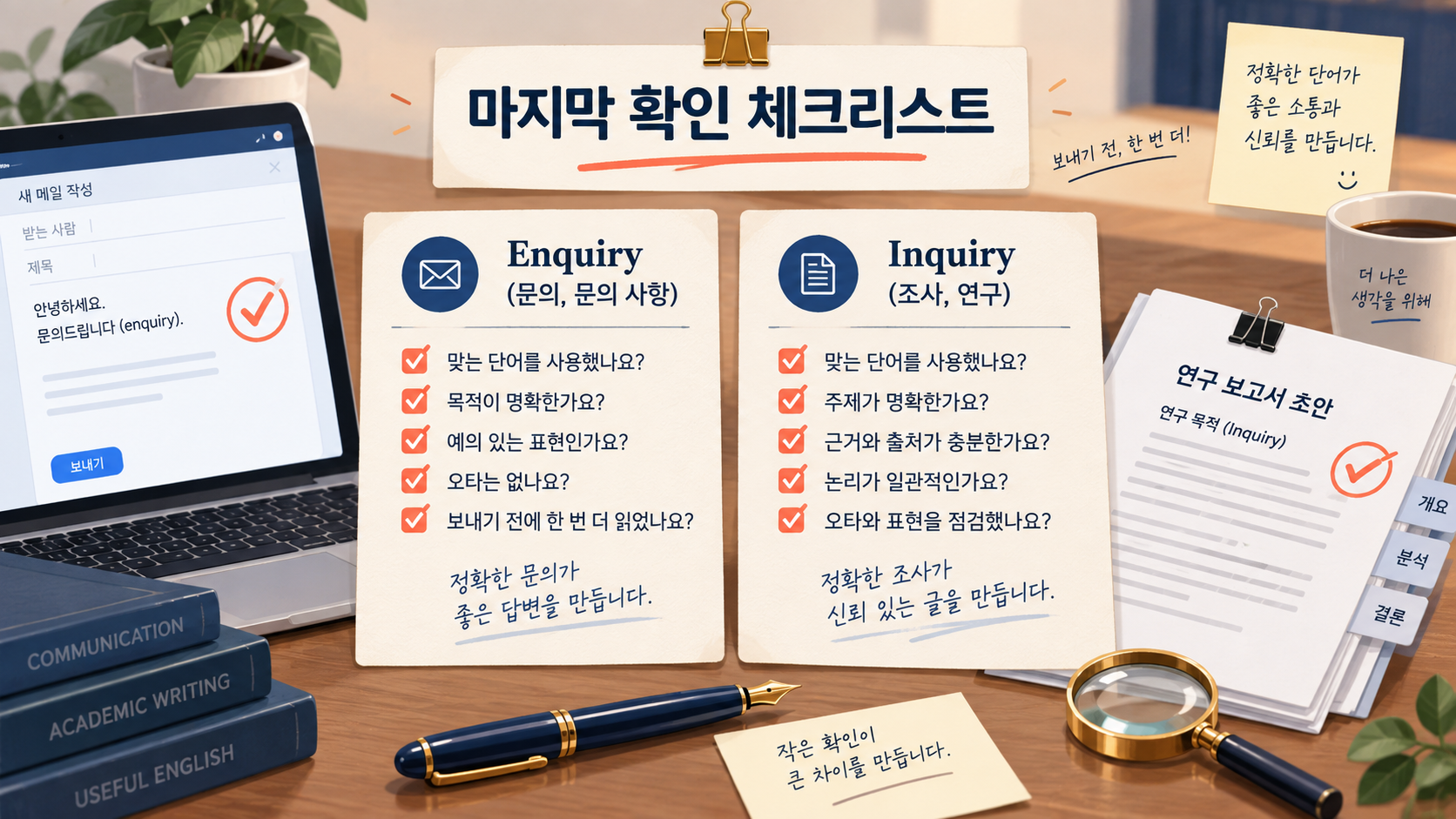 Enquiry와 Inquiry 사용 전 확인 항목을 담은 한국형 정보카드