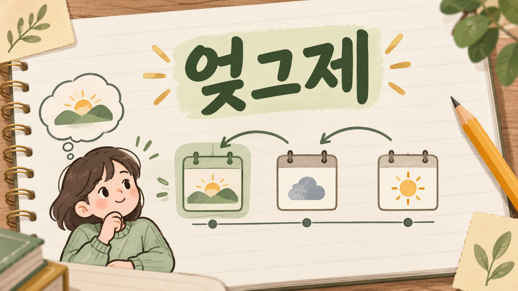엊그제의 시간 흐름을 보여 주는 노트 정보카드