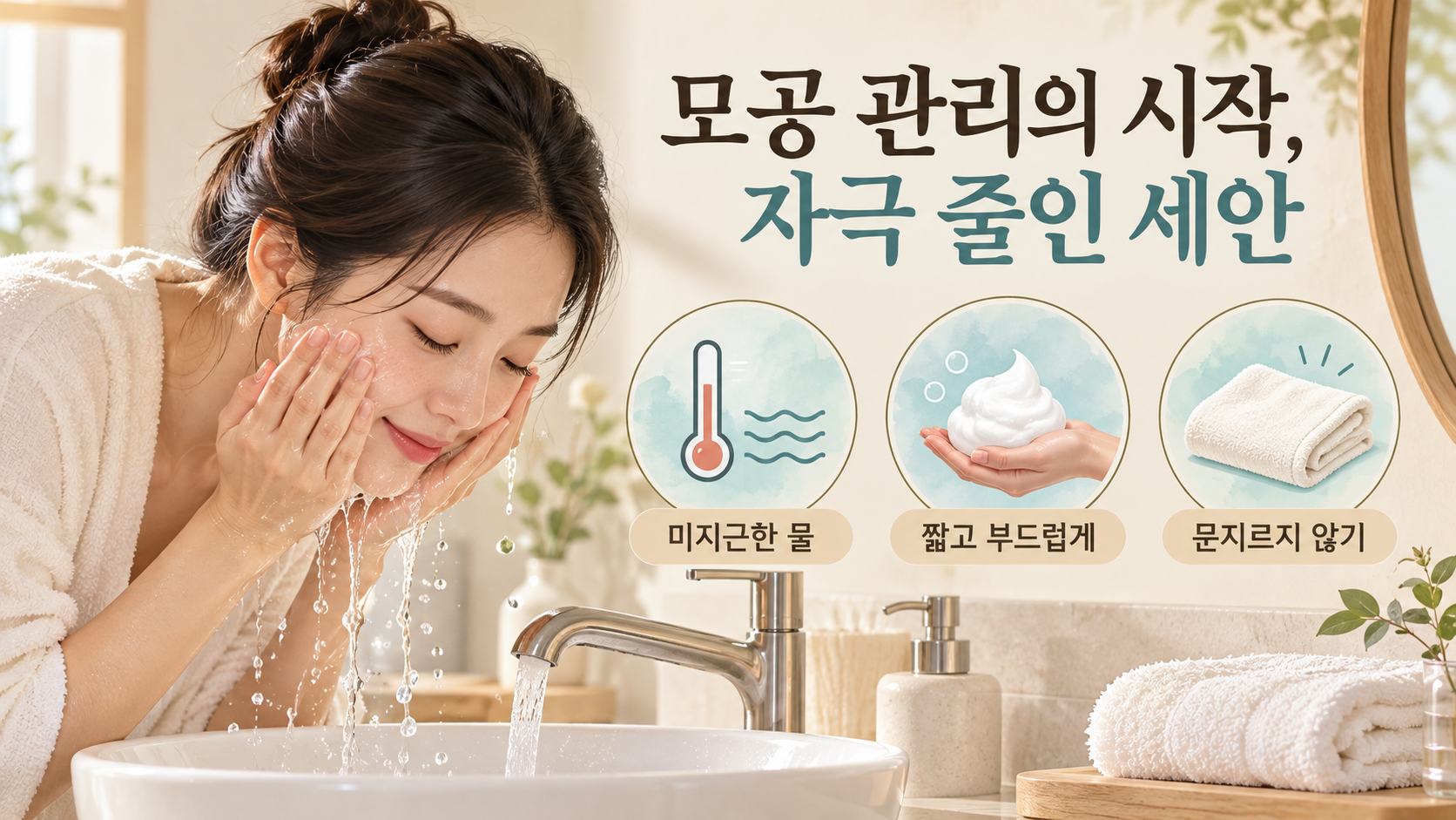 자극을 줄이는 세안 모공 관리 정보카드