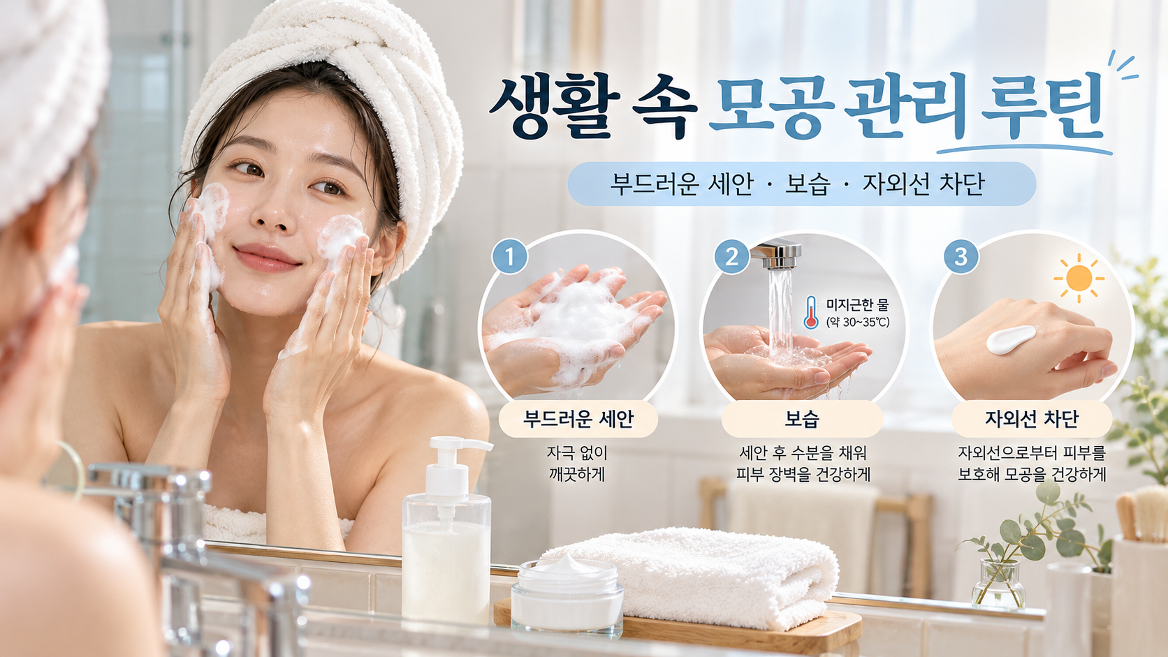생활 속 모공 관리 루틴 정보카드