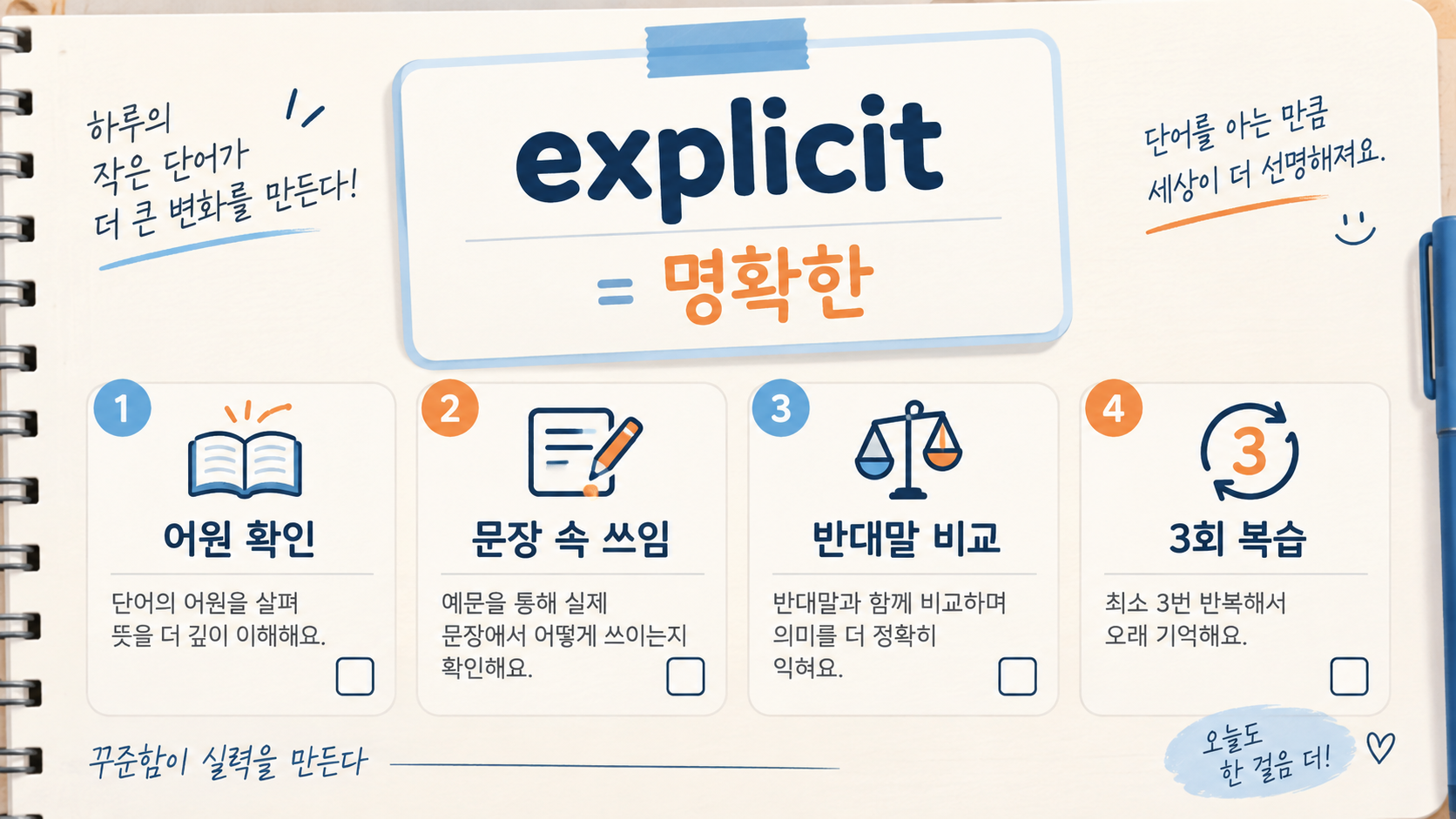 explicit 복습 체크리스트 정보카드