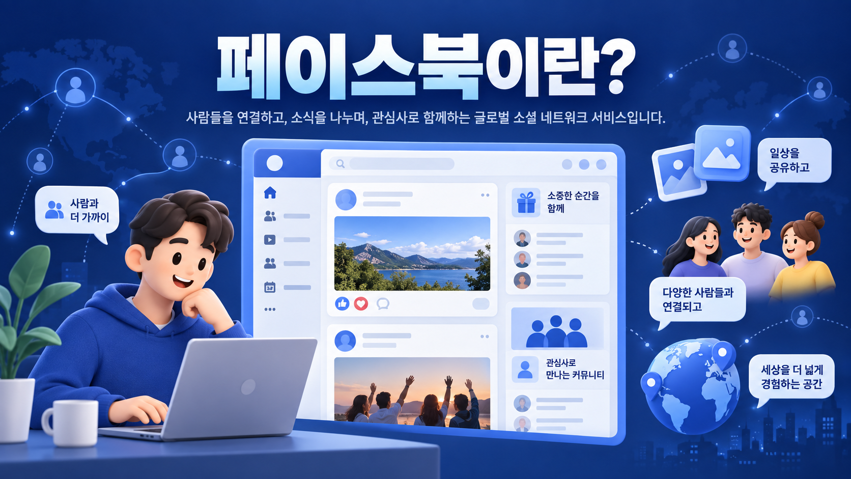 사람과 소식을 연결하는 소셜 네트워크 개념 정보카드