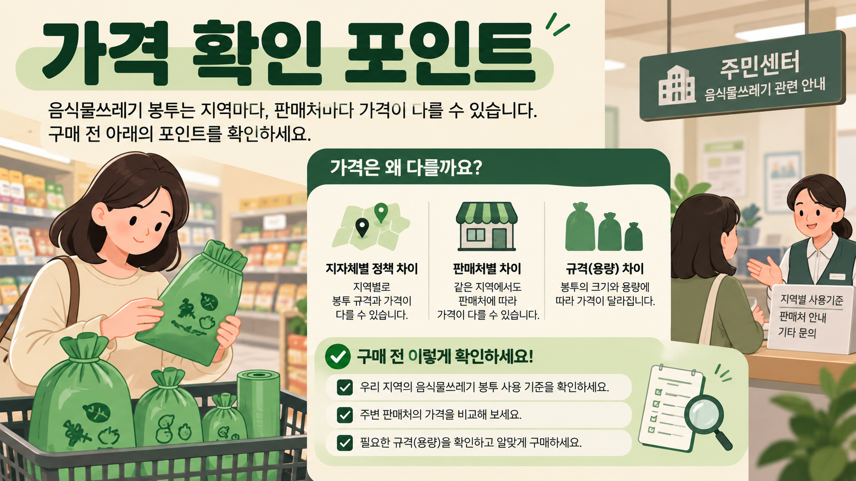 음식물쓰레기 봉투 가격 확인 포인트 카드