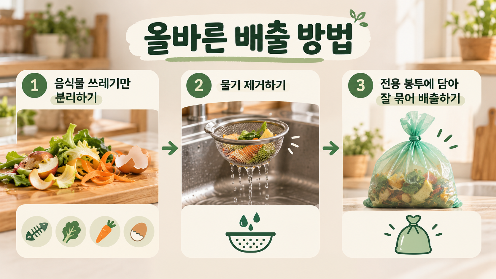 음식물쓰레기 올바른 배출 방법 카드