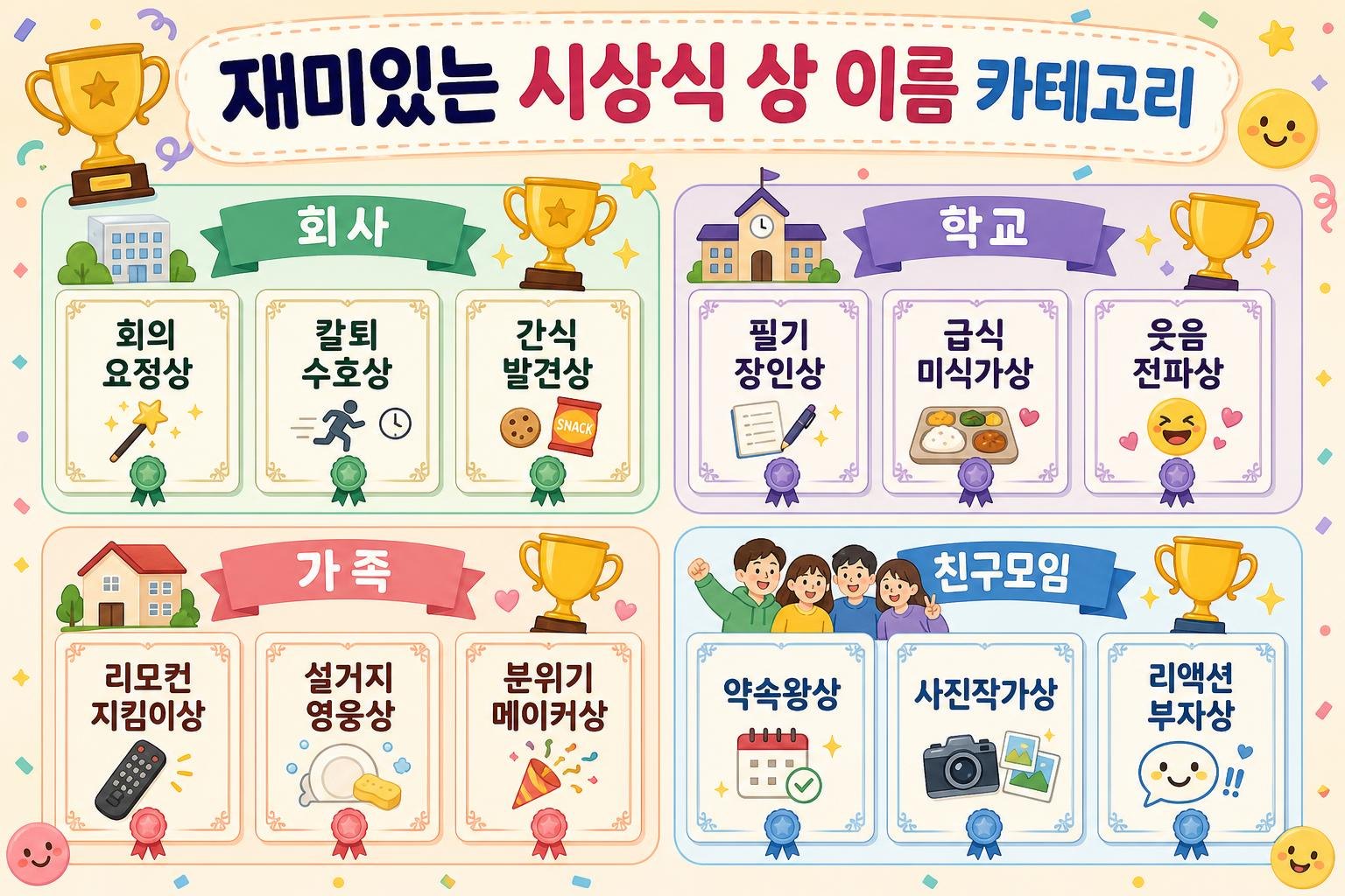 웃긴 상 이름 추천 생성기: 회사·학교·가족·친구모임 상장 문구 모음 보조 이미지