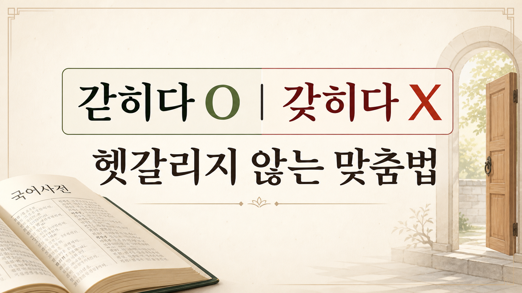 갇히다와 갖히다의 올바른 표기를 안내하는 한국어 맞춤법 정보카드