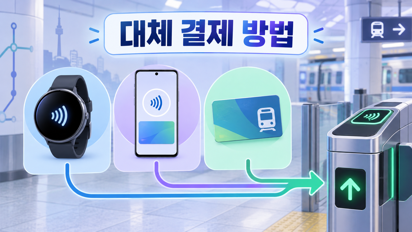 갤럭시워치 교통카드 대체 결제 방법 한국형 정보카드