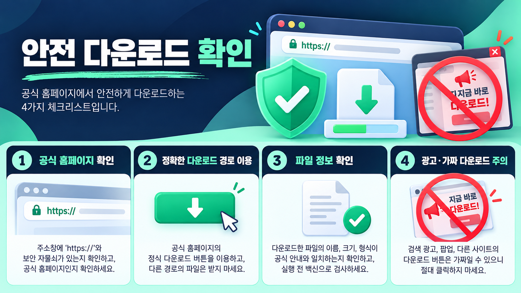 공식 홈페이지 안전 다운로드 확인 정보카드