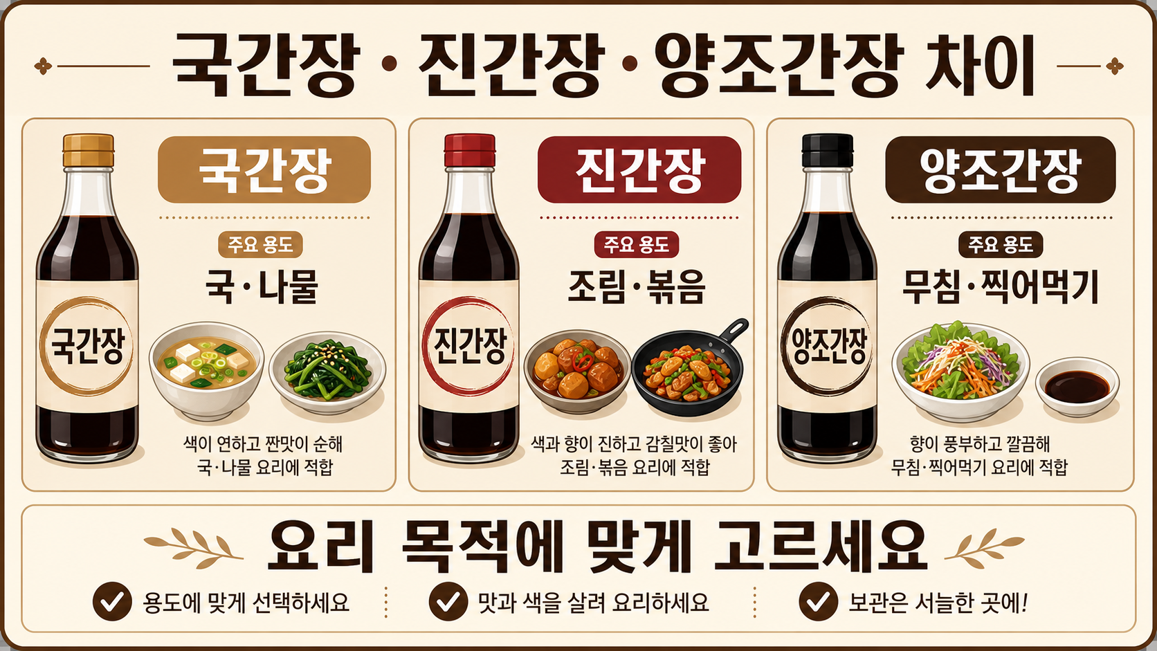 국간장 진간장 양조간장의 차이를 정리한 한국형 정보카드