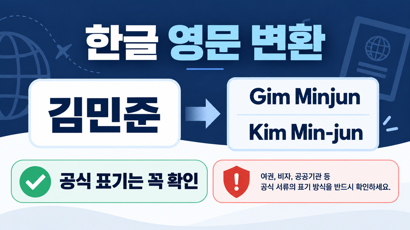 한글 영문 변환과 공식 표기 확인 정보카드
