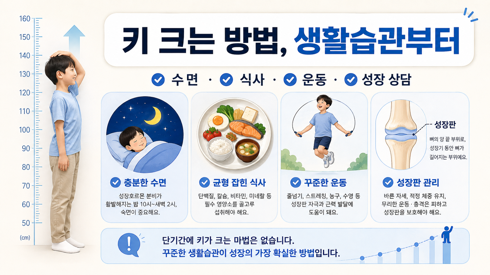 키 성장 생활습관을 점검하는 한국어 정보카드