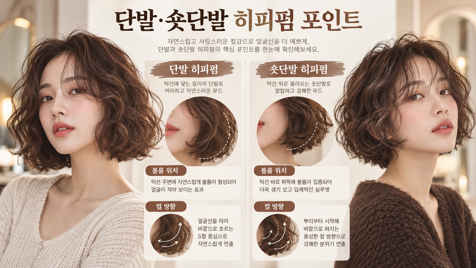 단발과 숏단발 히피펌 볼륨 포인트